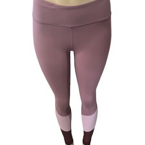 Fabletics Dusty Rose Leggings with High-Rise Waistband and Color Blocking